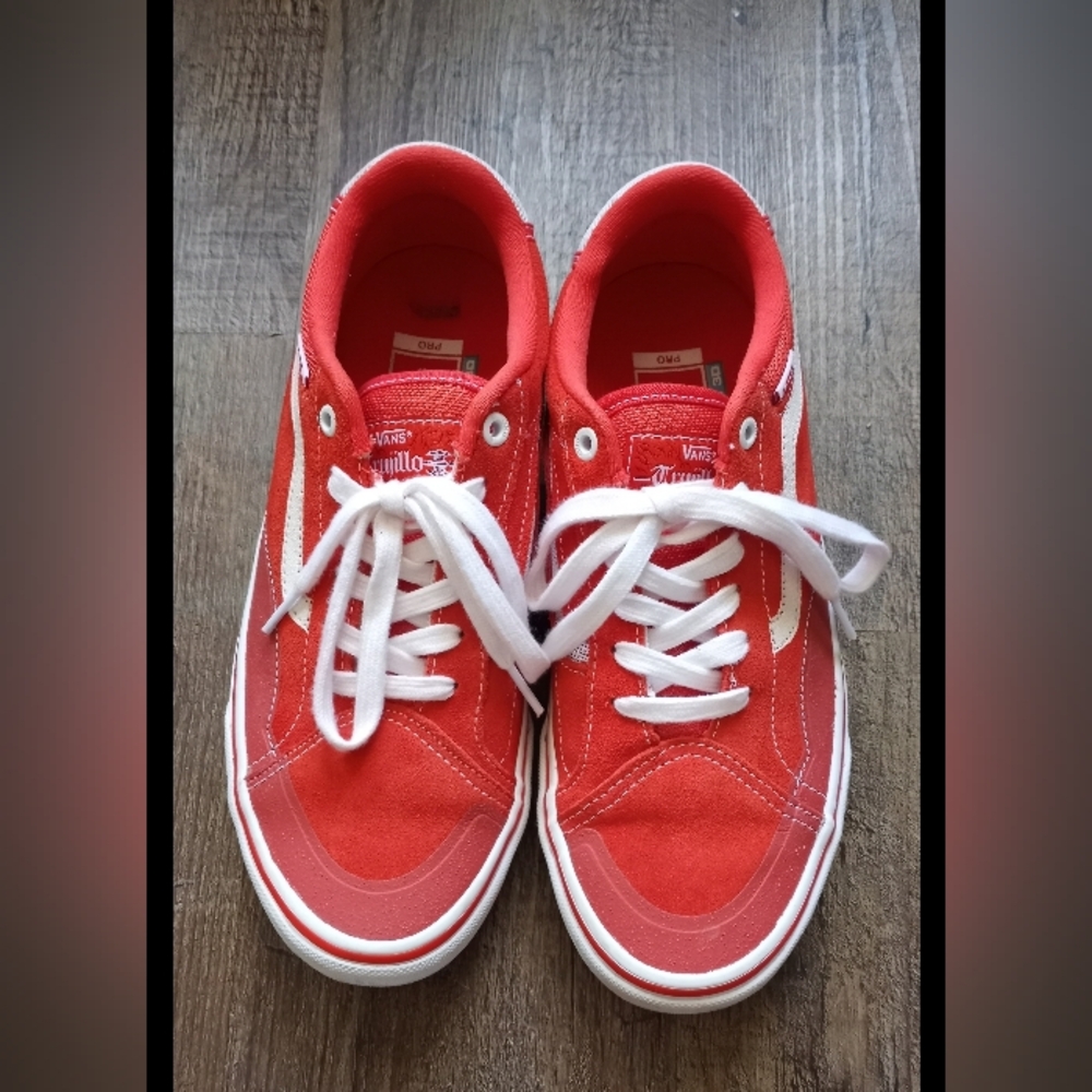 Vans Orange & White Trujillo TNT Advanced Prototype Men's Skate Shoes Size 7.5 - Picture 2 of 10
